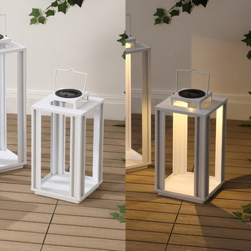 Leland Modern Industrial Integrated Indoor/Outdoor LED Solar Powered Lanterns